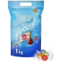 Lindt Schokolade LINDOR Kugeln Vollmilch Mischung | 1 KG Beutel mit 4 Sorten
