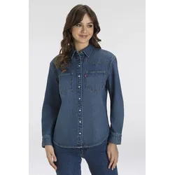 Jeansbluse LEVI'S "TEODORA WESTERN SHIRT", Damen, Gr. L (40), verified vintage top, Denim/Jeans, Obermaterial: 100% Baumwolle, casual, hüftbedeckend, Langarm, Blusen, mit Druckknöpfen