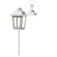 MARELIDA Grablaterne Metall H. 51 cm 2 wechselbare Spitzen Erdspieß weiß