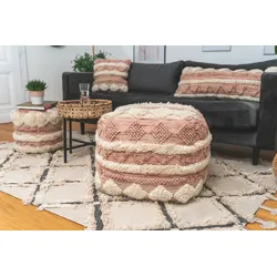 Kayoom Pouf Coralia 200 Rosa / Creme 50cm x 50cm