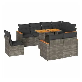 vidaXL Garten-Sofagarnitur 9-tlg. grau