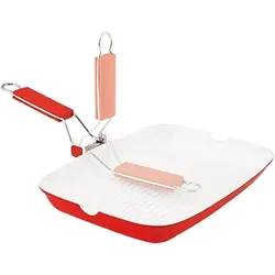 Home In Rhombus Grilly Grill Grillpfanne Aluminium und Keramik, weiß, Cm 34x24
