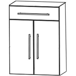Puris c!mano Highboard 60 cm mit 2 Türen und 1 Schubkasten, Griff 359, Badmöbel,