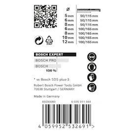 Bosch Professional Expert SDS-Plus-7X Hammerbohrer Set 7-tlg. 5/6/6/8/8/10/12mm 2608900195