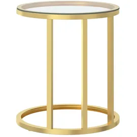 vidaXL Beistelltisch Golden und Transparent 45 cm Hartglas