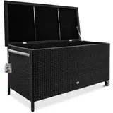 CASARIA Polyrattan-Auflagenbox Schwarz 117,5x55x64,5cm mit Rollen