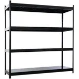Proregal Schwerlastregal Metall 200x200x60cm schwarz 4 Stahlplatten-Ebenen Fachlast 400kg