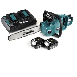 Makita DUC 355 PM2 Akku Kettensäge 36V ( 2x18V ) Brushless 35 cm + 2x 4,0 Ah Akku + Doppelladegerät