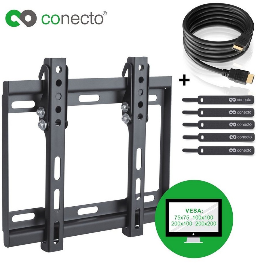 conecto TV Wandhalter für LCD LED Fernseher & Monitor TV-Wandhalterung, (bis 42 Zoll, neigbar) schwarz