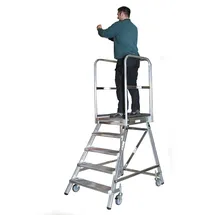 Euroline Mobile Podesttreppe 3 Stufen  Grau Aluminium