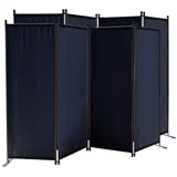 Quick Star Quick-star - 2 Stück Paravent 4 Teilig 165 X 220 Cm Stoff Raumteiler Trennwand Balkon Sichtschutz Stellwand Faltbar Schwarz