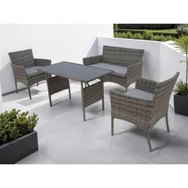 Konifera Gartenlounge-Set KONIFERA "Balkonset »Ronda«", schwarz (schwarz, dunkelgrau,), Stahl, Sitzmöbel-Sets, Stahl/Polyrattan