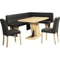 Home Affaire Eckbankgruppe HOME AFFAIRE "Laros Sitzgruppe, Eckbank, Stühle, Tisch", schwarz (schwarz, schwarz, natur), B:182cm H:87,5cm T:141cm, 70%PES/30% CO, Sitzmöbel-Sets, Eckbankgruppe, perfekt für Küche, Esszimmer, Wohnzimmer, Bestseller
