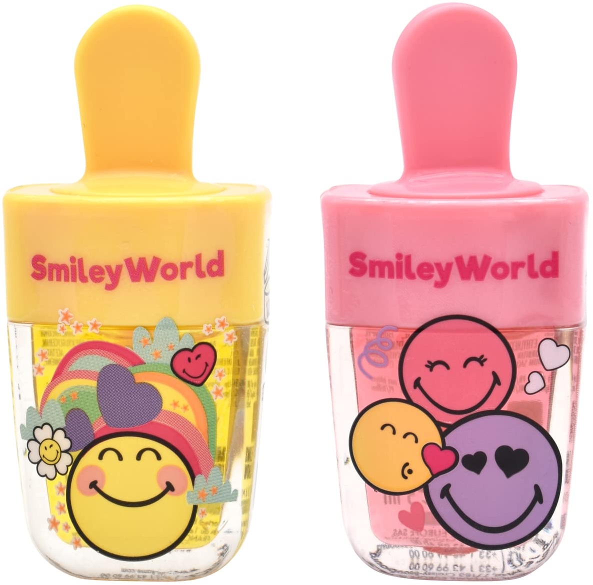 Smiley Lipgloss Set-2X5ml-Fruchtige Sorten für glänzende Lippen mit Erdbeer und Ananasduft -Lipgloss für kinder- Hydrating Lip Glow, Lang anhaltend- ideal für unterwegs