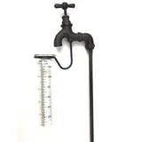 Crispe home & garden Regenmesser - Wasserhahn - dekorativ und robust - Höhe 84 cm - Niederschlagsmengenmesser aus Glas und Gusseisen - Wetterstation - wetterfest für den Garten