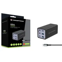 Conceptronic OZUL06BE 6-Port 200W GaN USB PD Charger mit USB-C Netzteil