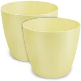 TULMERO Blumentopf matt, Pflanzkübel aus Übertopf Kunststoff Dekorativer Topf für, groß und klein Pflanzen, 2er-Set blumenkübel, blumenkübel kräutertopf, (2 Pack) Gelb, ø 20 cm