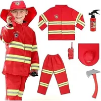 Fartoni Feuerwehrmann-Kostüm für Kinder, 2-3-4 Jahre, Jacke, Mütze, Hose, Zubehör, Feuerwehr-Kostüme für Partys, Karneval und Halloween (5–7 Jahre – 120 cm)