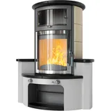Kaminofen HARK 63 GT ECOplus 8 kW - Ofenkacheln: Quarz-Weiß/Opak-Schwarz - Korpus: titan/verchromt