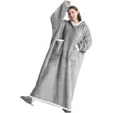 Boikey Decke mit Ärmeln,Extra Lange übergroße Decke Hoodie,Flanell Weiche Warme Decke mit Ärmel und Kapuzeund Tasche, Tragbare Hoodie Decke Geschenke als für Herren Damen - 150 x 80 cm