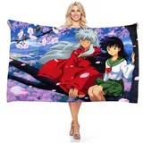 IMFLY Anime Inuyasha Microfaser Handtücher,strandhandtuch Mikrofaser XXL,strandlaken,Strandtücher Badetuch Für Mädchen Kinder Badehandtuch (E,100x200cm)