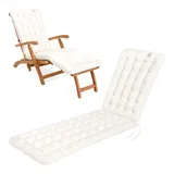 HAVE A SEAT Living - Auflage für Deckchair 190x50 cm - Bequeme Liegestuhl Auflage, 8 cm Dick - Waschbar bis 95°C, Orthopädisch, Wetterfest - Made in Germany (190x50 cm, Weiß)