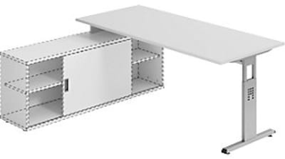 kaiserkraft FINO - Auflage-Schreibtisch, BxT 1800x800 mm, lichtgrau