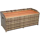 Estexo Polyrattan Gartenbank mit Auflagenbox Rattan Kissentruhe Beige-Braun