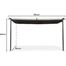 Habitat et Jardin Anbaupergola mit ausziehbarem Dach - 3 x 4 m - Anthrazitgrau - Grau