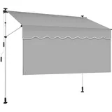 MAAOBR Klemmmarkise ohne Bohren Balkonmarkise mit Kurbel, Höhenverstellbar & Wetterfest, UV-Schutz & Wasserabweisend, Ideal für Mietwohnung, Terrasse, Garten und Veranda(White+Light Gray,100cm/39in)