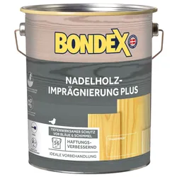 Bondex Nadelholz-Imprägnierung Plus Farblos, 4 Liter, Holzschutzgrundierung für außen, Holzschutz
