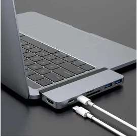 Hyper HyperDrive Duo 7-in-2 Dock für MacBook Pro/Air – Space Gray, HD28C-SILVER, grau