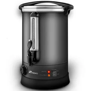 TRESKO TRESKO® Glühweinkocher Grau 6,8L / 1500W Einkochautomat aus Edelstahl Glühweinkessel Glühweinautomat Heißgetränkeautomat Heißwasserspender