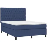 vidaXL Boxspringbett mit Matratze Blau 140x200 cm Stoff