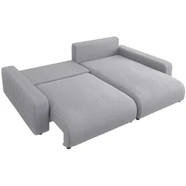 s-style möbel - Emma Ecksofa mit Schlaffunktion und Bettkasten in Cord-Stoff schöner Sitzkomfort, Ottomane rechts, B/T/H: 234 cm / 170 cm / 78 cm - Grau