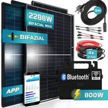 sunniva SUNNIVA® Balkonkraftwerk komplett Steckdose Astro-Energy 800W Micro Wechselrichter PV Solaranlage 4x440W Solarmodule, inkl.5m Kabel, Y-Verteiler, Bluetooth, WIFI