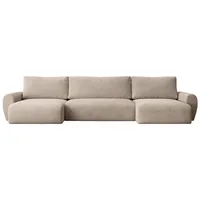 Beautysofa Ecksofa POSS U, mit Schlaffunktion, universelle Ottomane beige