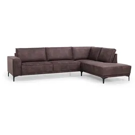 OTTO home Ecksofa OTTO HOME "OLAND L-Form, B: 289 cm, Skandi-Design", braun (dunkelbraun), B:289cm H:85cm T:210cm, Struktur weich (100% Polyester);Luxus-Microfaser (100% Polyester);Webstoff (100% Polyester), Sofas, Ecksofa, Struktur, Flachgewebe, Luxus-Microfaser,