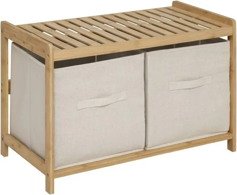 5five Aufbewahrungsbank aus Bambus - 2 Fächer, 66,8 x 44 x 35 cm