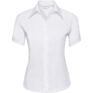 Russell Collection Taillierte bügelfreie Bluse  Kurzarm, white, M