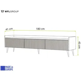 WFL GROUP Arysa TV-Lowboard 180 cm Braun Stahl/MDF/Holzwerkstoff