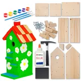 Ita DIY Nistkasten zum Zusammenbauen und Bemalen Skyhaven - Vogelhaus Komplett Bausatz mit Hammer, Nägeln, Farben zum Bauen und Malen für Kinder - Bastelset für Jungen & Mädchen - Vogelhäuschen