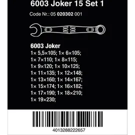 WERA 6003 Joker 15 Set 1 Ringmaulschlüssel-Satz,