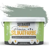 SEEBAUER diy Silikatfarbe Grün 2,5L für Innen (No. 763 Nordic Wood) Atmungsaktive Mineralfarbe für Allergiker - Abwaschbare Wandfarbe - Grüntöne hohe Deckkraft