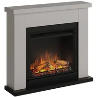 TAGU Frode Elektrokamin – Elektrischer Standkamin mit Heizung, 1500W, 7-Tage Programmierbar, Digital Thermostat, Fernbedienung (Hell Beige)