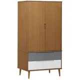 furnicato Kleiderschrank MOLDE Braun 90x55x175 cm Massivholz Kiefer (1-St) braun