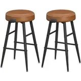 VASAGLE EKHO Kollektion - Barhocker, 2er Set, Barstuhl, Küchenstuhl, Kunstleder, Mid-Century-Modern-Stil, 63 cm hoch, Küche, Esszimmer, einfacher Aufbau, karamellbraun