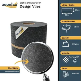 zaun|zu® Sichtschutzstreifen Vlies 26 m Anthrazit