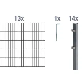 GAH Alberts Doppelstabmattenzaun Set 1,6 x 26 m anthrazit
