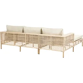 Beliani Lounge Set Beige Polyrattan Rechtsseitig mit Tisch 4-Sitzer CALASETTA